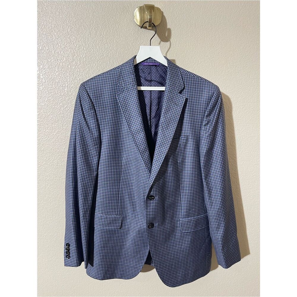 Ted Baker London Navy and Light Blue Glen Plaid Sport Coat